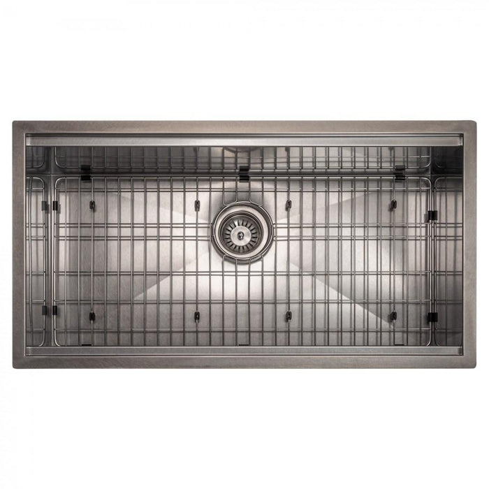 ZLINE 33" Garmisch Undermount Single Bowl Kitchen Sink in DuraSnow® Stainless Steel with Bottom Grid and Accessories, SLS-33S