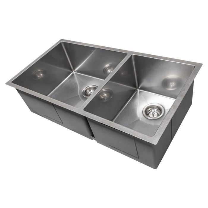 ZLINE 36" Chamonix Undermount Double Bowl Kitchen Sink in DuraSnow® Stainless Steel with Bottom Grid, SR60D-36S