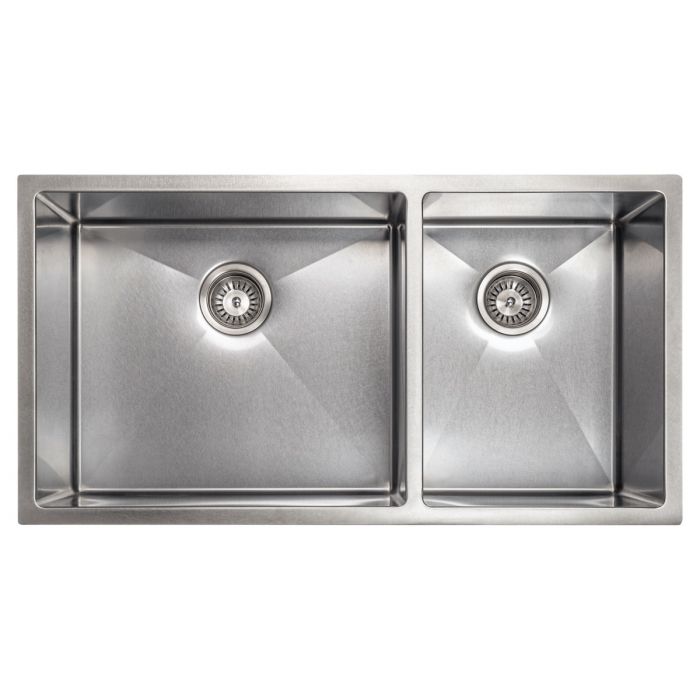 ZLINE 36" Chamonix Undermount Double Bowl Kitchen Sink in DuraSnow® Stainless Steel with Bottom Grid, SR60D-36S