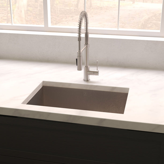 ZLINE 23" Meribel Undermount Single Bowl Kitchen Sink with Bottom Grid in DuraSnow® Stainless Steel, SRS-23S