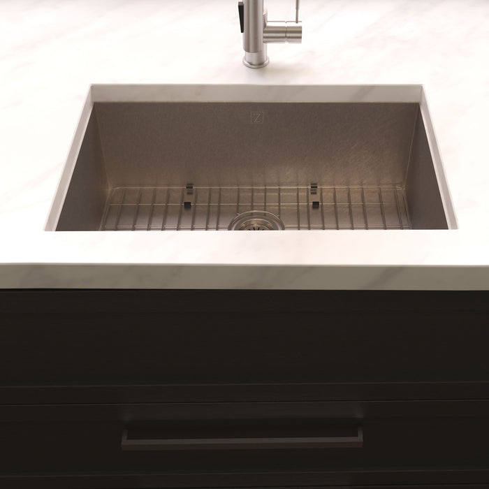 ZLINE 23" Meribel Undermount Single Bowl Kitchen Sink with Bottom Grid in DuraSnow® Stainless Steel, SRS-23S