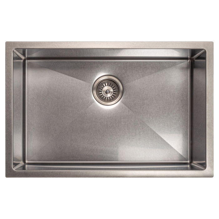 ZLINE 27" Meribel Undermount Single Bowl DuraSnow® Stainless Steel Kitchen Sink with Bottom Grid, SRS-27S