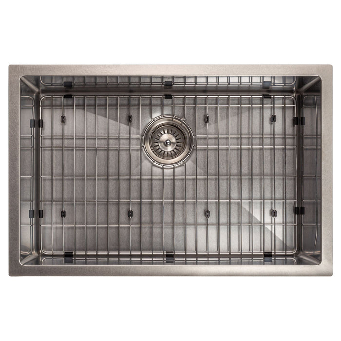 ZLINE 27" Meribel Undermount Single Bowl DuraSnow® Stainless Steel Kitchen Sink with Bottom Grid, SRS-27S