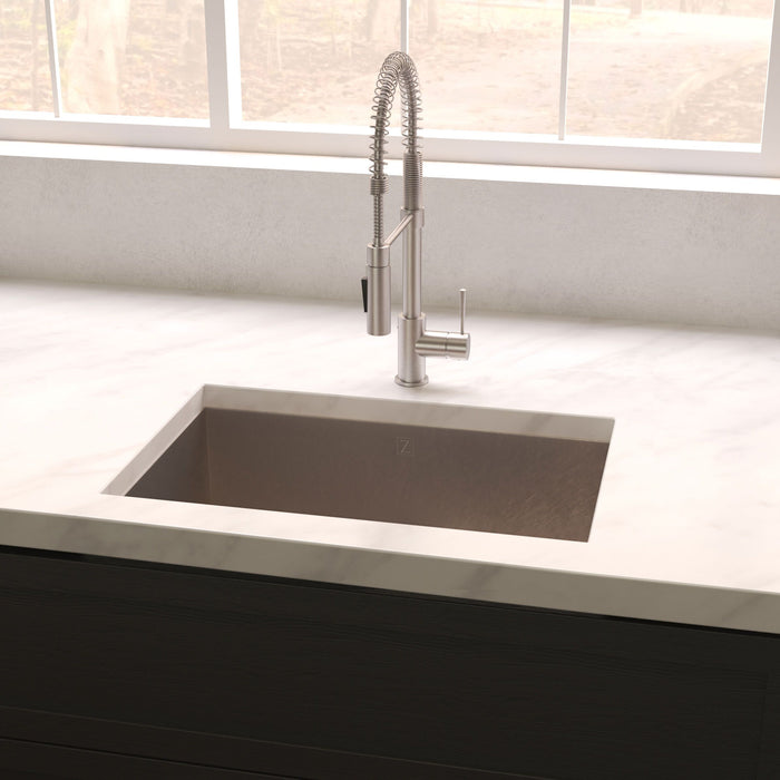 ZLINE 36" Meribel Undermount Single Bowl Kitchen Sink in DuraSnow® Stainless Steel with Bottom Grid, SRS-36S