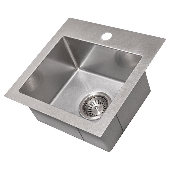 ZLINE 15" Donner Topmount Single Bowl Bar Kitchen Sink in DuraSnow® Stainless Steel, STS-15S