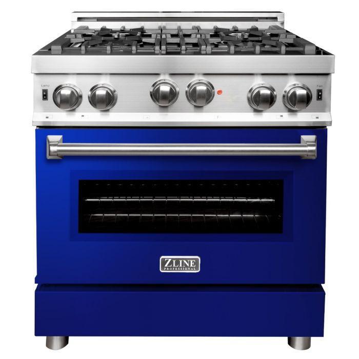 ZLINE 30" All Gas Range in Stainless Steel with Blue Gloss Door, RG-BG-30