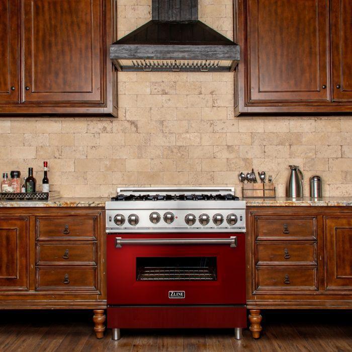 ZLINE 36" All Gas Range in Stainless Steel with Red Gloss Door, RG-RG-36