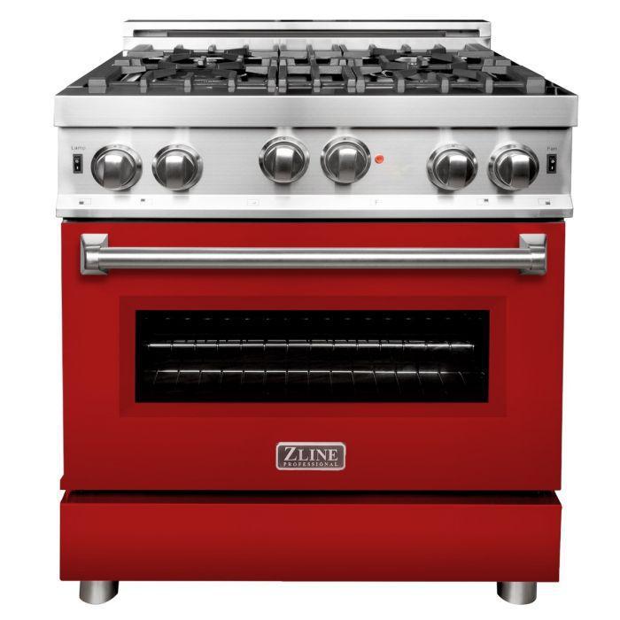 ZLINE 30" All Gas Range in Stainless Steel with Red Matte Door, RG-RM-30