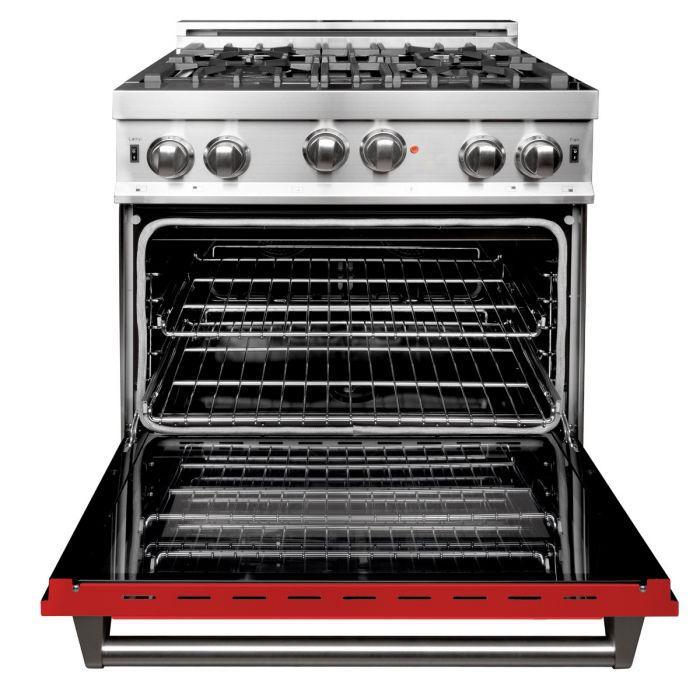 ZLINE 30" All Gas Range in Stainless Steel with Red Matte Door, RG-RM-30