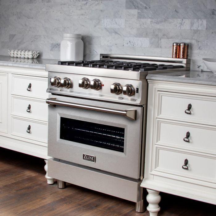 ZLINE 30" All Gas Range in Stainless Steel with DuraSnow® Stainless Door, RG-SN-30