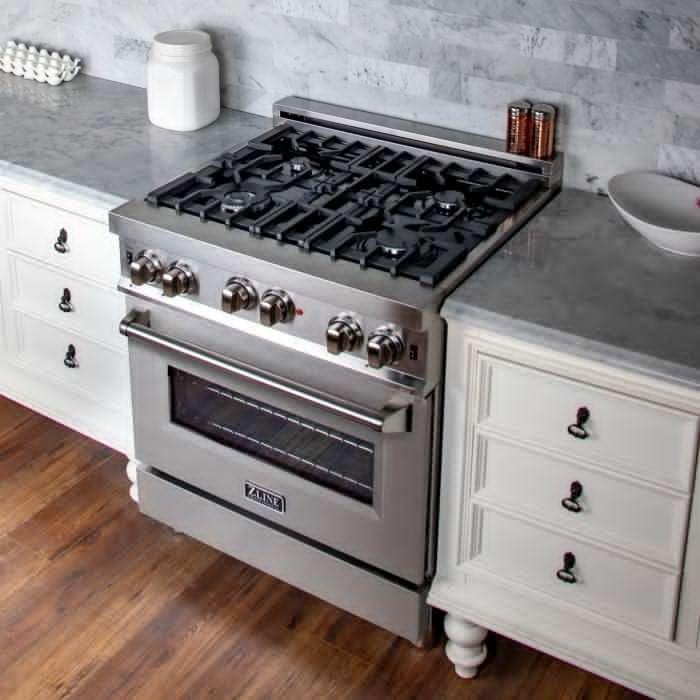 ZLINE 30" All Gas Range in Stainless Steel with DuraSnow® Stainless Door, RG-SN-30