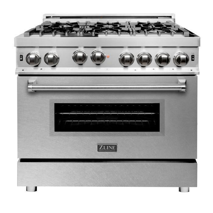 ZLINE 36" All Gas Range in Stainless Steel with DuraSnow® Finish Door, RG-SN-36