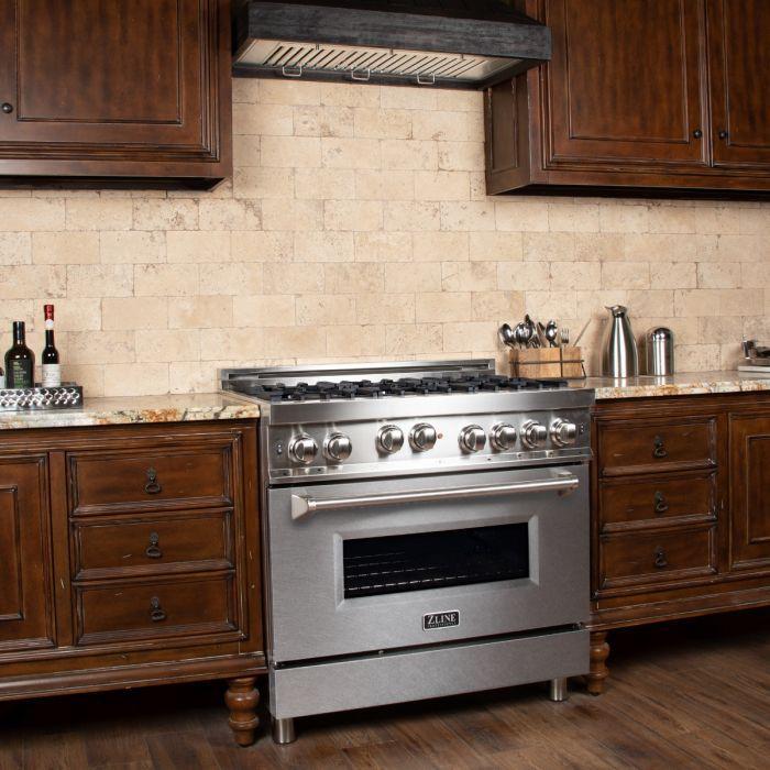 ZLINE 36" All Gas Range in Stainless Steel with DuraSnow® Finish Door, RG-SN-36