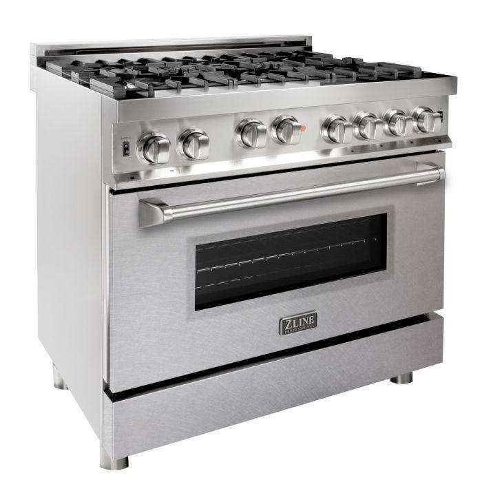 ZLINE 36" All Gas Range in Stainless Steel with DuraSnow® Finish Door, RG-SN-36