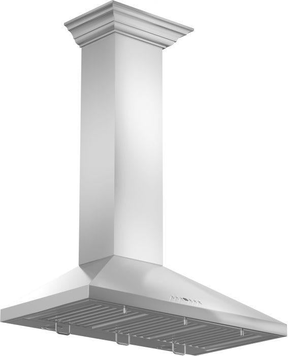 ZLINE 42" Convertible Vent Wall Mount Range Hood in Stainless Steel with Crown Molding, KL2CRN-42