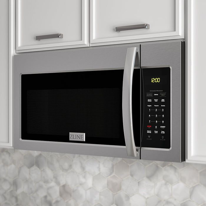 ZLINE 30" Over the Range Microwave in Stainless Steel with Modern Handle & 2 Charcoal Filters, MWO-OTRCF-30