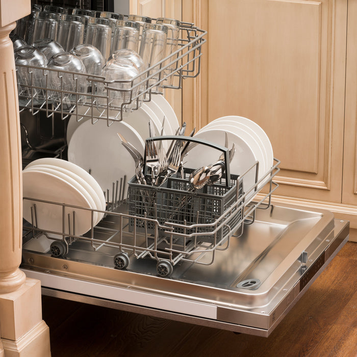 ZLINE 24" Classic Top Control Dishwasher in DuraSnow® Stainless Steel with Traditional Style Handle, DW-SN-H-24