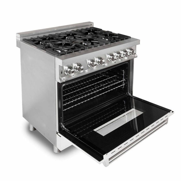 ZLINE 36" Dual Fuel Range in Stainless Steel with White Matte Door, RA-WM-36