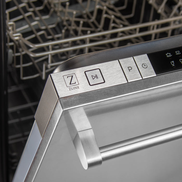 ZLINE 24" Classic Top Control Dishwasher in DuraSnow® Stainless Steel with Traditional Style Handle, DW-SN-H-24