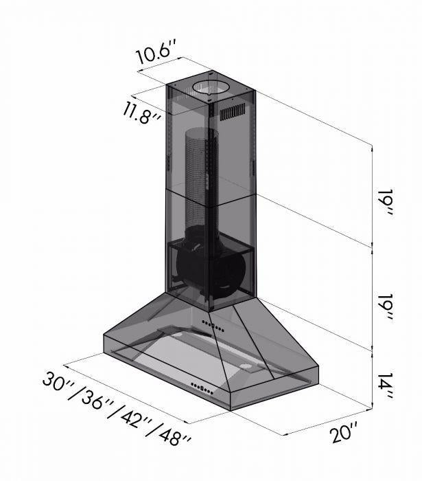 ZLINE 36" Ducted Wall Mount Range Hood in Outdoor Approved Stainless Steel, 597i-304-36