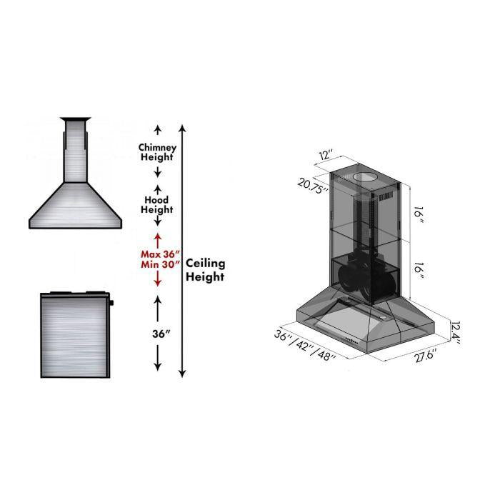 ZLINE 48" Ducted Island Mount Range Hood in Outdoor Approved Stainless Steel, 697i-304-48