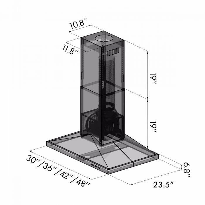 ZLINE 30" Island Mount Range Hood Stainless Steel, GL1i-30