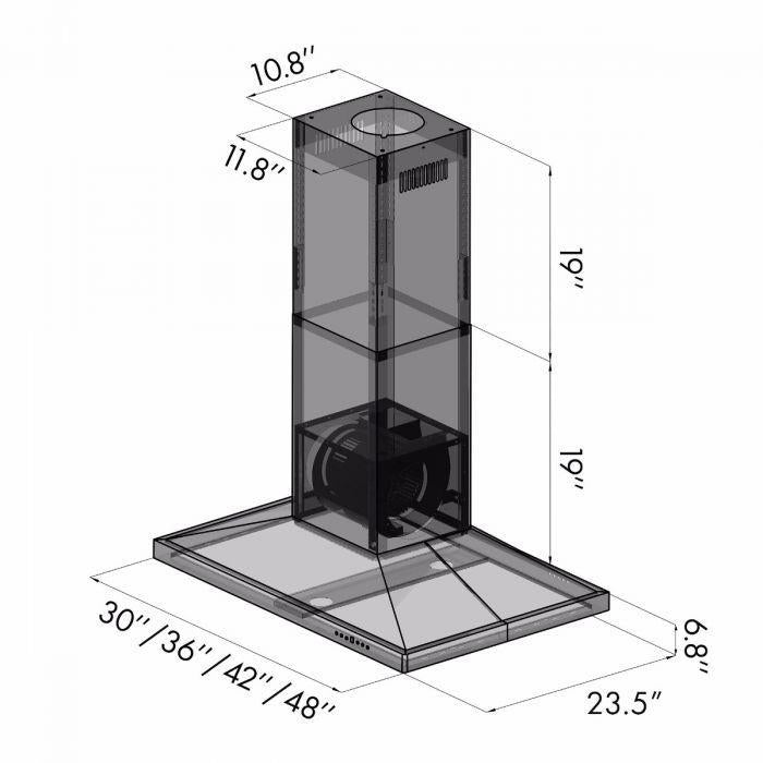 ZLINE 30" Convertible Vent Island Range Hood in Stainless Steel, GL2i-30