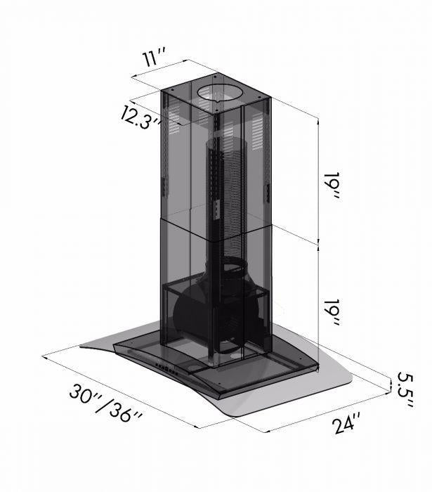 ZLINE 30" Island Mount Range Hood in Stainless Steel & Glass, GL5i-30