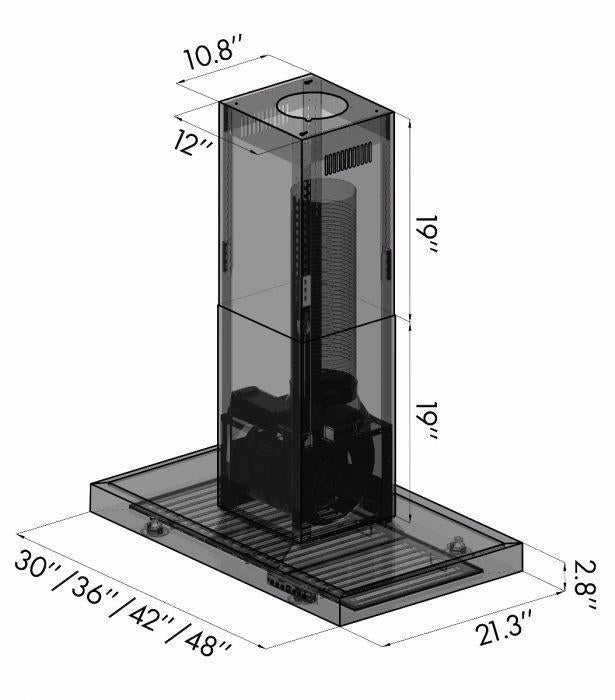 ZLINE 48" Convertible Island Mount Range Hood in Stainless Steel, KE2i-48