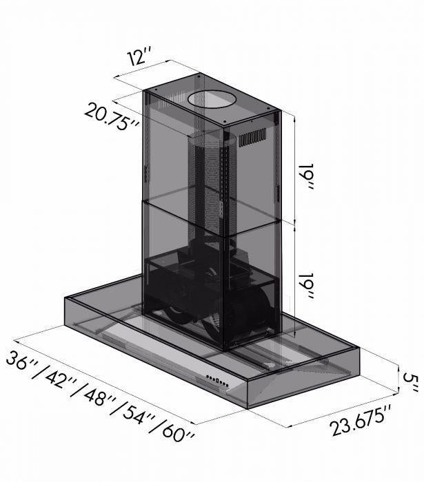 ZLINE 42" Ducted Professional Island Mount Range Hood in Stainless Steel, KECOMi-42