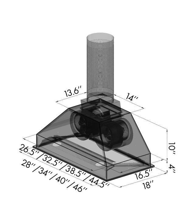 ZLINE 28" Ducted Remote Blower Range Hood Insert in Stainless Steel, 698-RD-28