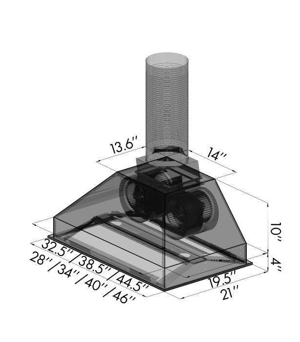 ZLINE 40" Remote Dual Blower Range Hood Insert in Stainless, 721-RD-40