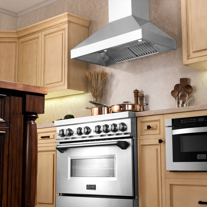 ZLINE 60" Professional Convertible Vent Wall Mount Range Hood in Stainless Steel, 597-60