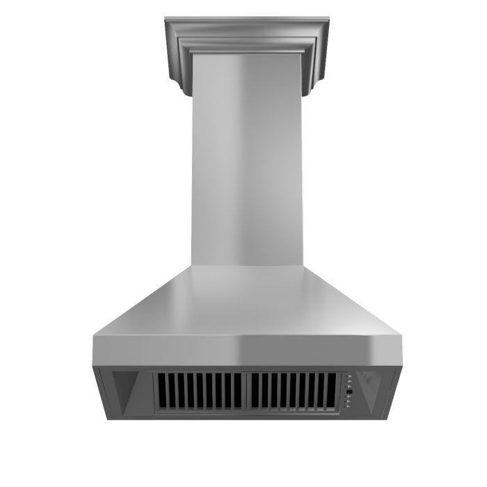 ZLINE 30" Professional Convertible Vent Wall Mount Range Hood in Stainless Steel with Crown Molding, 597CRN-30