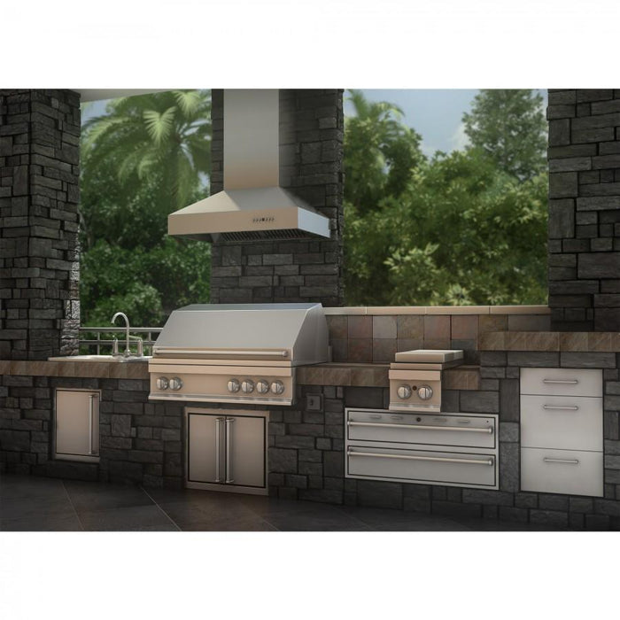 ZLINE 42" Ducted Wall Mount Range Hood in Outdoor Approved Stainless Steel, 697-304-42