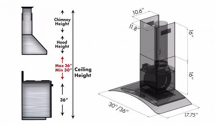 ZLINE 36" Convertible Vent Wall Mount Range Hood in Stainless Steel, KN6-36