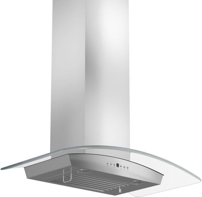 ZLINE 30" Wall Mount Range Hood in Stainless Steel & Glass with Crown Molding, KZCRN-30