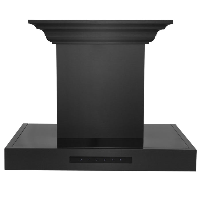 ZLINE 30" Wall Mount Range Hood in Black Stainless Steel with BlueTooth Crown Molding, BSKENCRN-BT-30