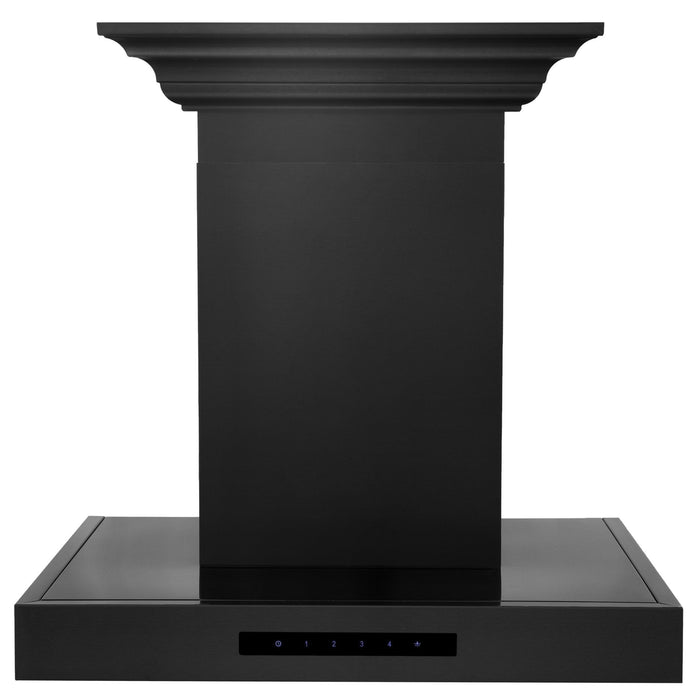 ZLINE 30" Convertible Wall Mount Range Hood in Black Stainless Steel with Crown Molding, BSKENCRN-30