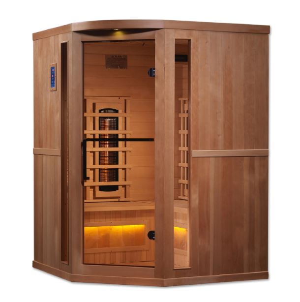 Golden Designs 3 Person Corner Unit Full Spectrum Infrared Sauna - Canadian Hemlock