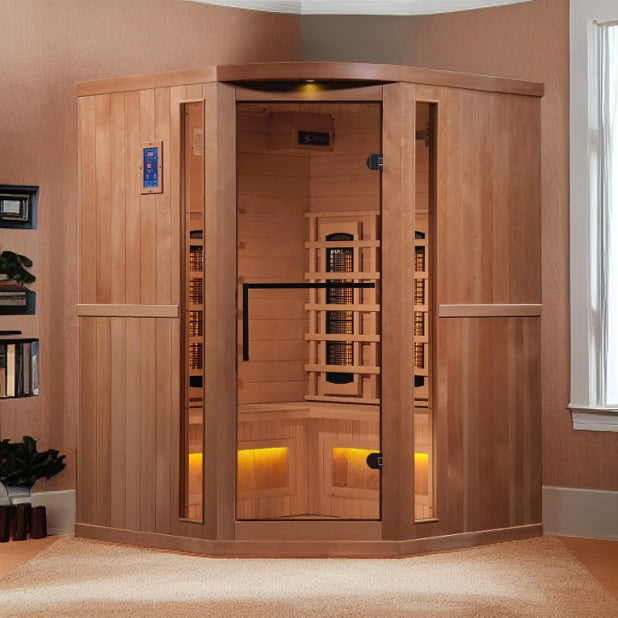 Golden Designs 3 Person Corner Unit Full Spectrum Infrared Sauna - Canadian Hemlock