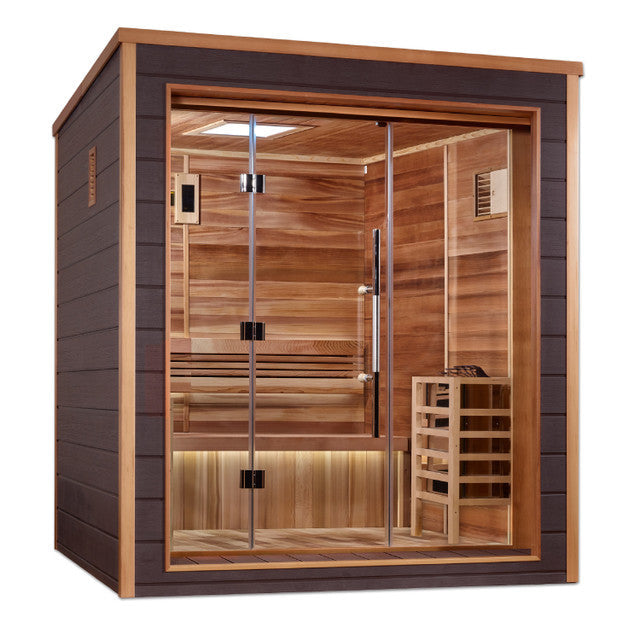 Golden Designs Drammen 3 Person Traditional Steam Sauna - Canadian Red Cedar