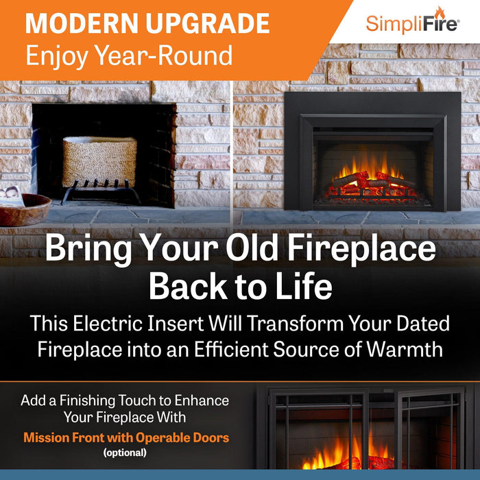 SimpliFire 25" Traditional Built-In Electric Fireplace Insert