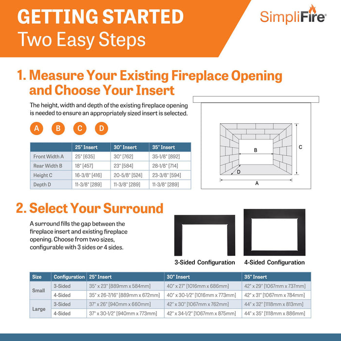 SimpliFire 25" Traditional Built-In Electric Fireplace Insert