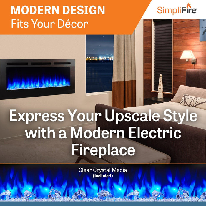 SimpliFire Allusion 60" Linear Electric Recessed Fireplace