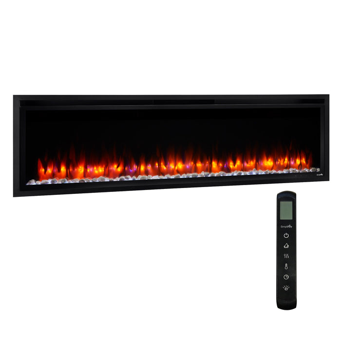 SimpliFire Allusion Platinum 60" Recessed Linear Electric Fireplace