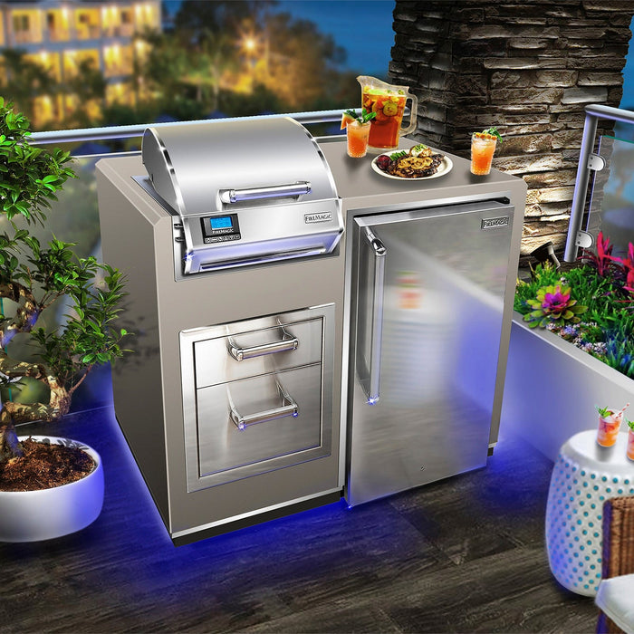 Fire Magic Electric Grill Island Bundle with Refrigerator & Double Drawers