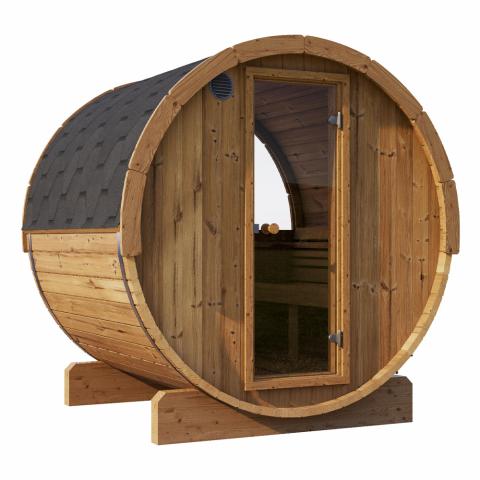 SaunaLife Model E7W Traditional 4 Person Sauna Barrel- Rear Window