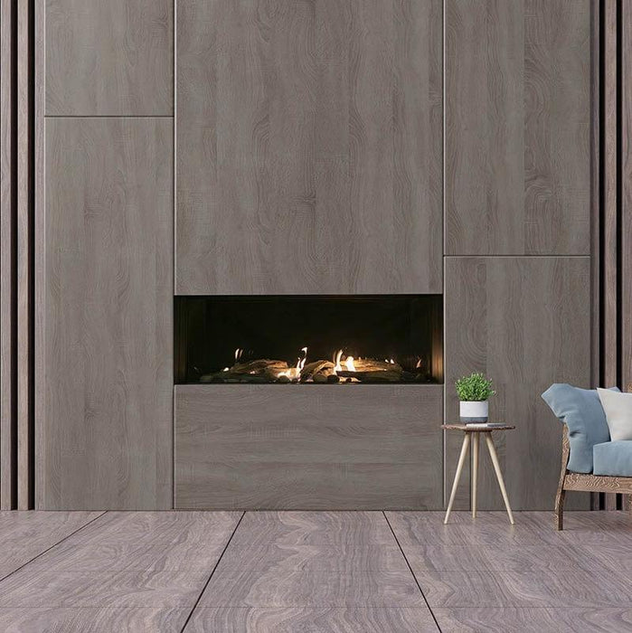 Stylish Sierra Flame Vienna 40 linear fireplace with double glass.